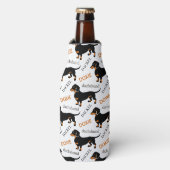 Dachshund Pattern Bottle Cooler (Fles Voorkant)