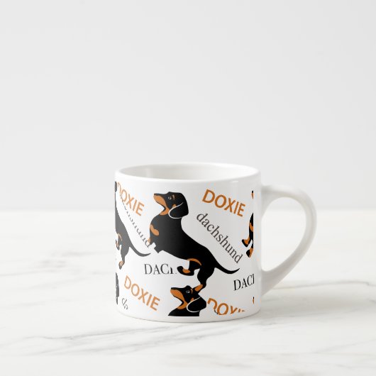 Dachshund Pattern Espresso Kop (Rechts)