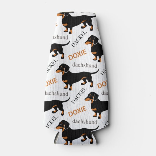 Dachshund Pattern Flesjeskoeler (Voorkant)