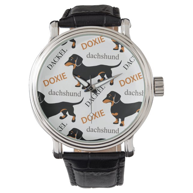 Dachshund Pattern Horloge (Voorkant)