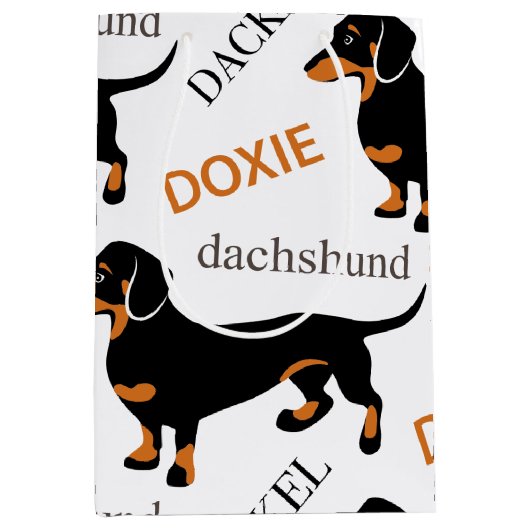 Dachshund Pattern Medium Cadeauzakje (Voorkant)