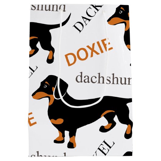 Dachshund Pattern Medium Cadeauzakje (Achterkant)