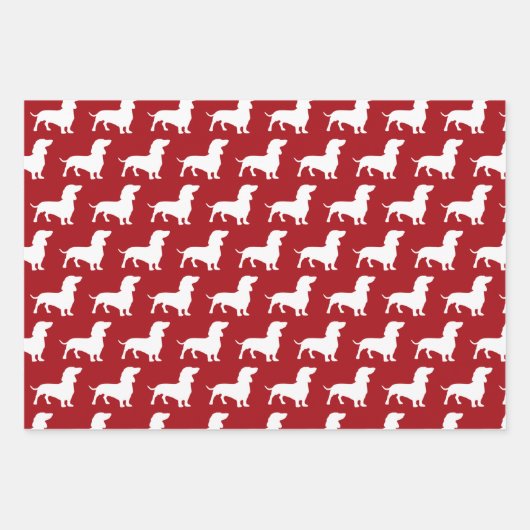 Dachshund Pattern Merry Kerstmis Inpakpapier Vel (Voorkant 2)