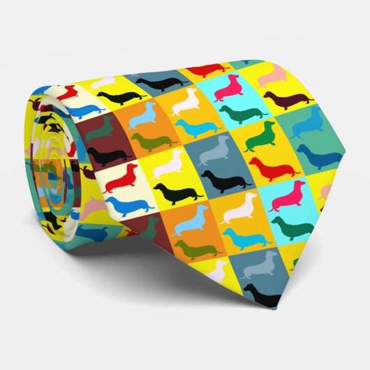Dachshund Pattern Stropdas (Opgerold)