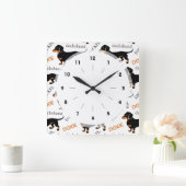 Dachshund Pattern Vierkante Klok (Huis)