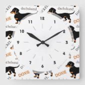 Dachshund Pattern Vierkante Klok (Voorkant)