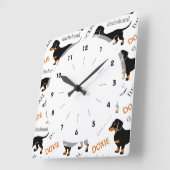 Dachshund Pattern Vierkante Klok (Hoek)