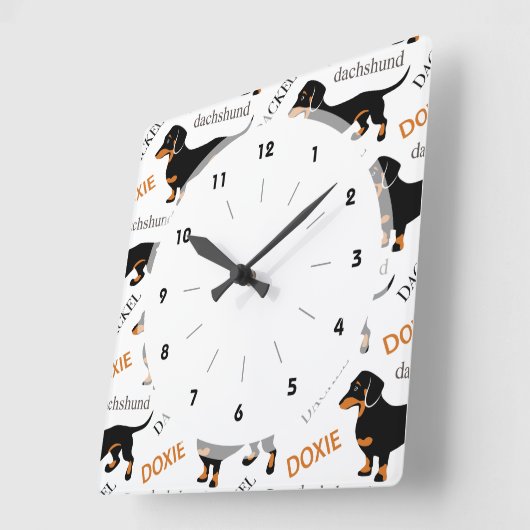 Dachshund Pattern Vierkante Klok (Hoek)