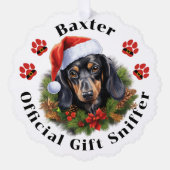 Dachshund Paw Print Kerst Papier Ornament Kaart (Voorkant)