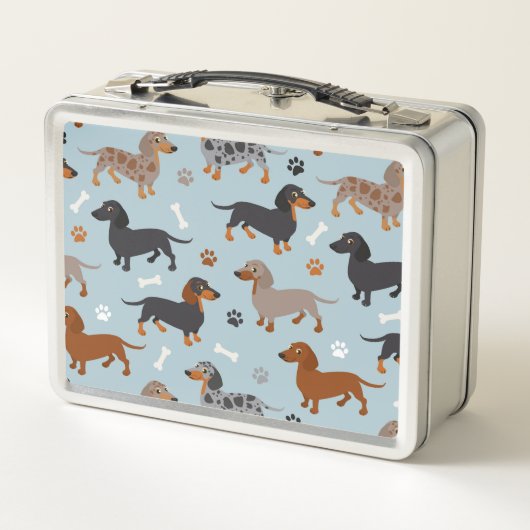 Dachshund Paws and Botten Pattern Blue (Achterkant)