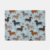 Dachshund Paws and Botten Pattern Blue Deurmat (Voorkant)