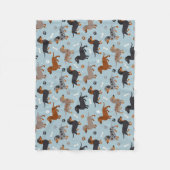 Dachshund Paws and Botten Pattern Blue Fleece Deken (Voorkant)
