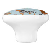 Dachshund Paws and Botten Pattern Blue Keramische Knop (Zijkant)