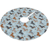 Dachshund Paws and Botten Pattern Blue Kerstboom Rok (Gekanteld)