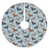 Dachshund Paws and Botten Pattern Blue Kerstboom Rok (Voorkant)