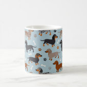 Dachshund Paws and Botten Pattern Blue Koffiemok (Center)