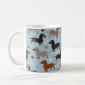 Dachshund Paws and Botten Pattern Blue Koffiemok (Links)