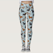 Dachshund Paws and Botten Pattern Blue Leggings (Voorkant)