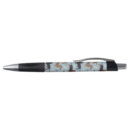 Dachshund Paws and Botten Pattern Blue Pen (Bovenkant)