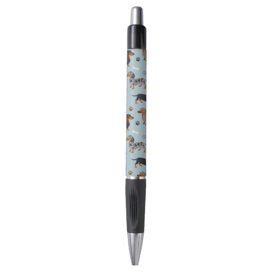 Dachshund Paws and Botten Pattern Blue Pen (Voorkant Verticaal)