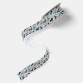 Dachshund Paws and Botten Pattern Blue Satijnen Lint (Achterkant)