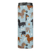 Dachshund Paws and Botten Pattern Blue Thermosbeker (Achterkant)