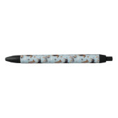 Dachshund Paws and Botten Pattern Blue Zwarte Inkt Pen (Voorkant)