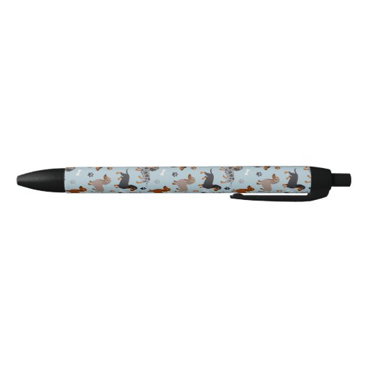 Dachshund Paws and Botten Pattern Blue Zwarte Inkt Pen (Bodem)