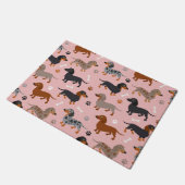 Dachshund Paws and Botten Pattern Pink Deurmat (Schuin)