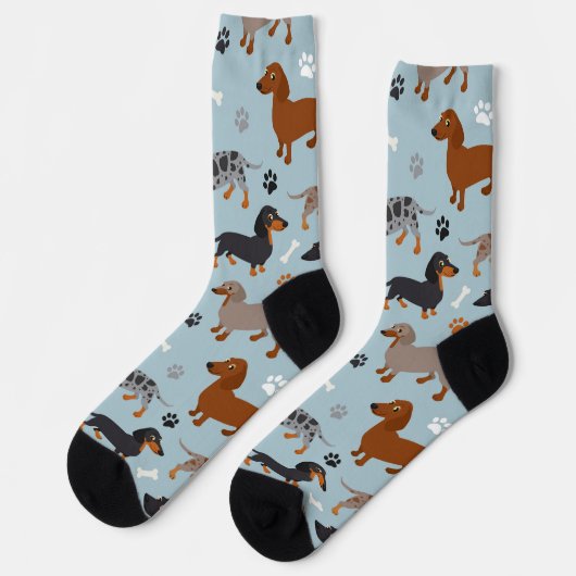 Dachshund Paws and Botten Pattern Socks Sokken (Links)
