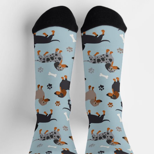 Dachshund Paws and Botten Pattern Socks Sokken (Top)