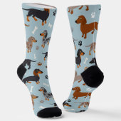 Dachshund Paws and Botten Pattern Socks Sokken (Gebogen)