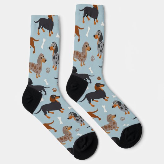 Dachshund Paws and Botten Pattern Socks Sokken (Rechts)