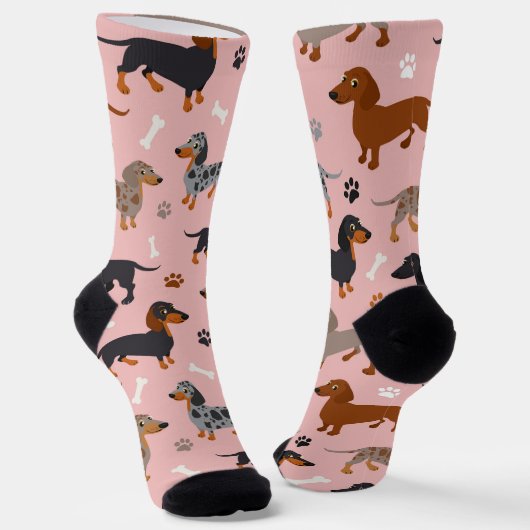 Dachshund Paws and Botten Pattern Sokken (Gebogen)