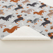 Dachshund Paws en Botten Pattern Grey Sherpa Deken (3/4)