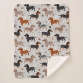 Dachshund Paws en Botten Pattern Grey Sherpa Deken (Voorkant)