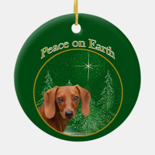 Dachshund Peace Keramisch Ornament (Achterkant)