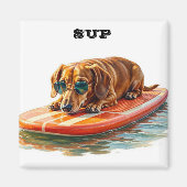Dachshund Peddelboarden Magneet (Voorkant)