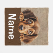 Dachshund Peeking Puppy Dog Pet Fleece Deken (Voorkant (Horizontaal))