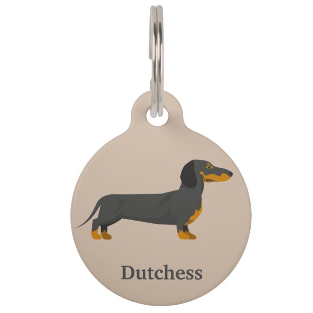Dachshund personaliseren huisdierpenning (Voorkant)
