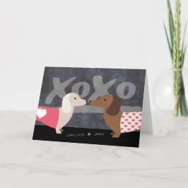 Dachshund Personalized xoxo Valentijnsdag Feestdagen Kaart