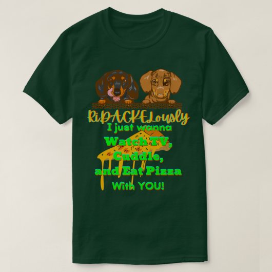 DACHSHUND PET FUNNY WIENER DOG GIFT TV CUDDLE EN T-SHIRT (Design voorkant)