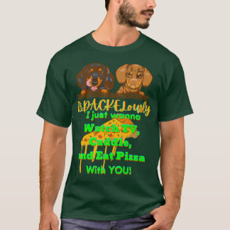 DACHSHUND PET FUNNY WIENER DOG GIFT TV CUDDLE EN T-SHIRT