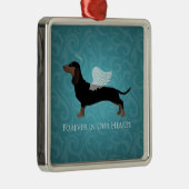 Dachshund - Pet Loss Memorial Design Metalen Ornament (Rechts)