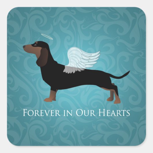 Dachshund - Pet Loss Memorial Design Vierkante Sticker (Voorkant)