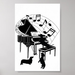 Dachshund Piano Print Poster (Matte)