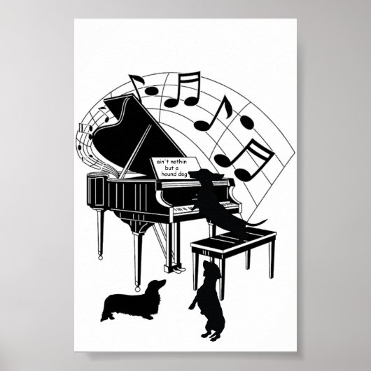 Dachshund Piano Print Poster (Matte) (Voorkant)