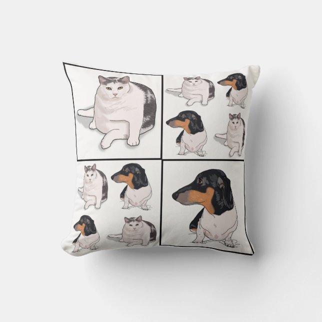 Dachshund Pillow, Boogie en Nubbie Pillow Kussen (Voorkant)