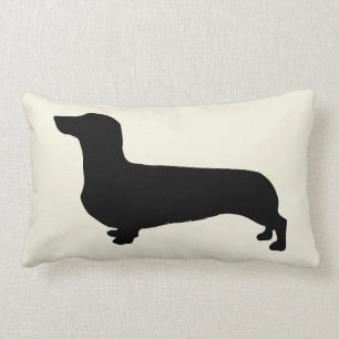 Dachshund Pillow met gestreept achterzijde Kussen