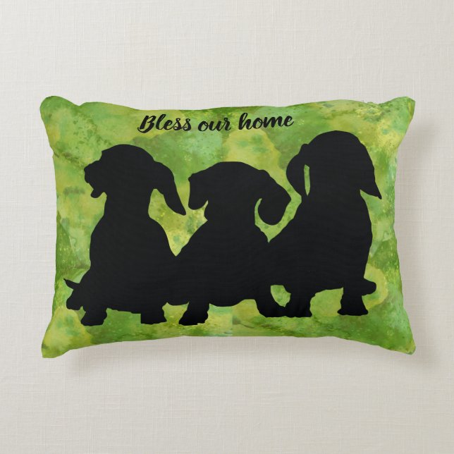 Dachshund Pillow Silhouette House Warming Gift Accent Kussen (Voorkant)